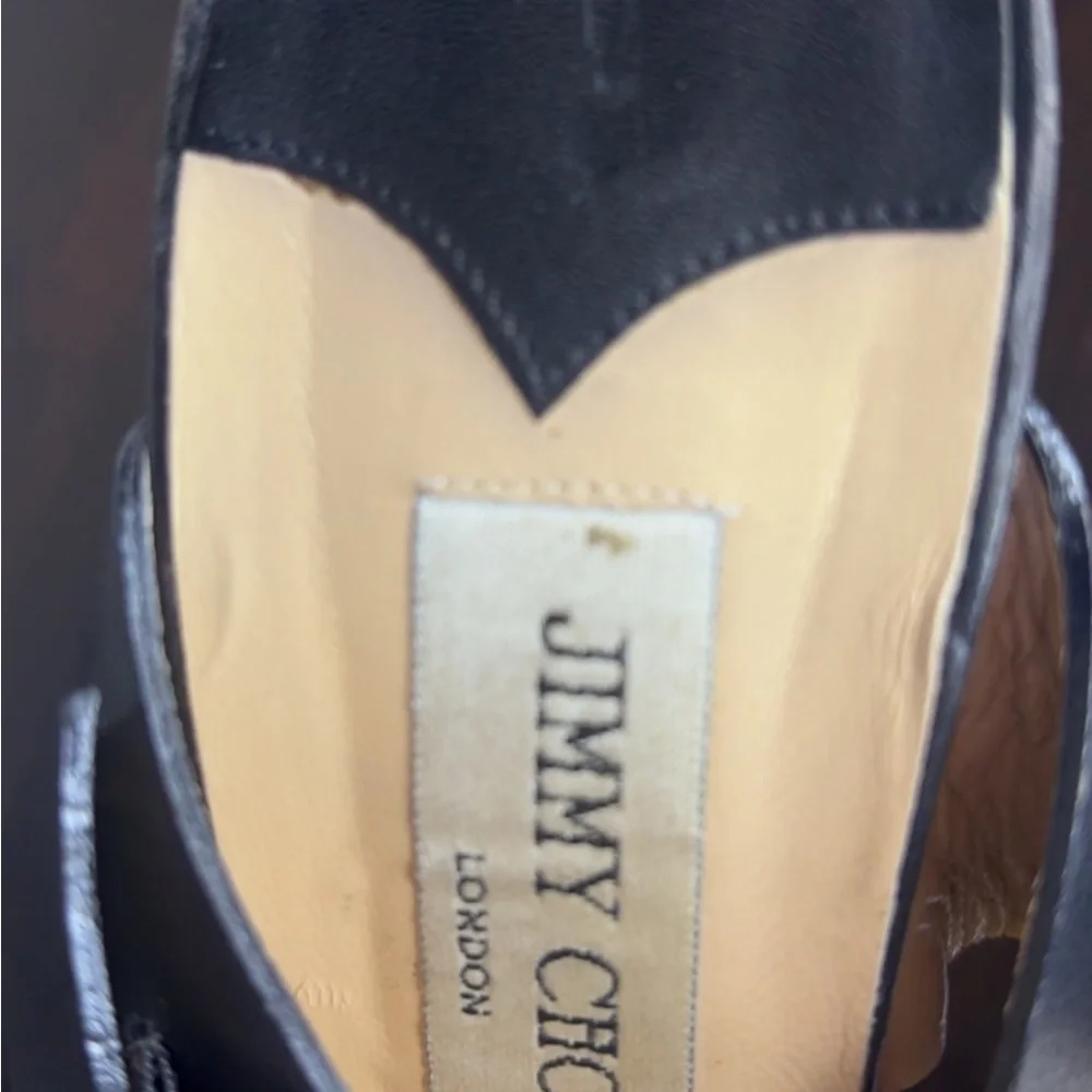 Authentic Jimmy Choo Black Leather Buckle Sandals - Size 38 (US 7.5/8)